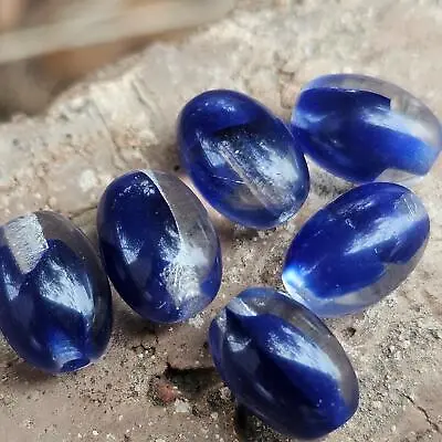 Midnight Blue & Clear Vintage Glass Beads Givre Style DIY Jewelry Making Design • $6.95