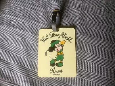 Vintage Walt Disney World Mickey Mouse Golf Bag Luggage Tag Cream With Strap • £4.99