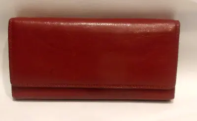 Visconti Burgundy Red Genuine Leather  Ext. Zipper Compartment Clutch Wallet • $16.99
