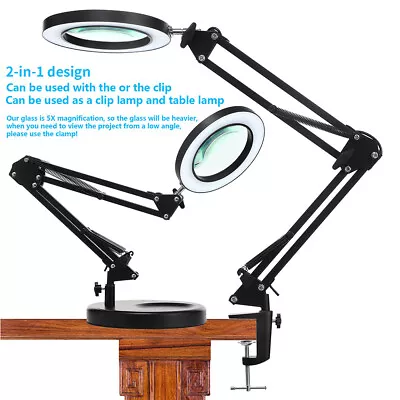 $26.28 • Buy 10X Magnifying Glass Desk Light Magnifier LED Lamp Reading Lamp W/ Base & Clamp