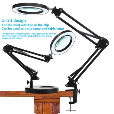 $26.28 • Buy 10X Magnifying Glass Desk Light Magnifier LED Lamp Reading Lamp W/ Base & Clamp