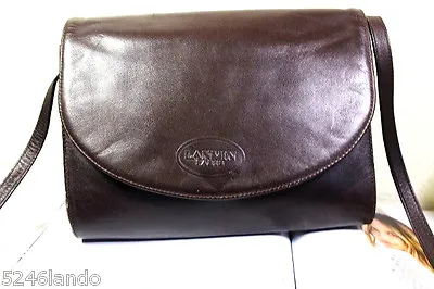 Vintage LANVIN Brown Leather Small Sling Shoulder Clutch Bag France • $112