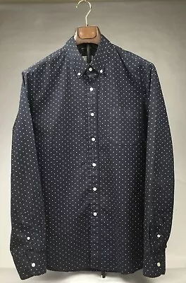 J Crew Men L Shirt Secret Wash Long Sleeve Slim Fit Black Polka Dot Button Down • $13