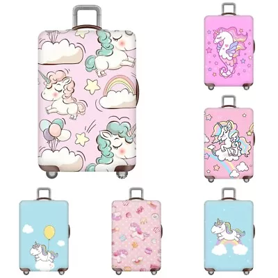 Unicorn Rainbow Horse Travel Luggage Cover Protector Elastic Suitcase Washable • £14.23