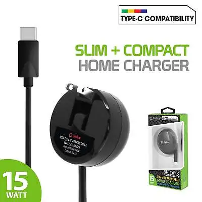 USB-C Retractable Home Charger For IPhone 15 Galaxy Pixel Moto (3-Amp) • $15.99