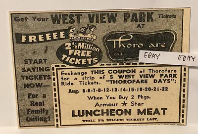 1958 West View Amusement Park Pittsburgh Pa. Thorofare Free Tickets New Postcard • $9.95