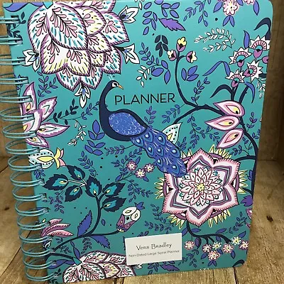 New Vera Bradley Blue Purple Peacock Floral Non-Dated Large Spiral Planner 9x7.5 • $19.99