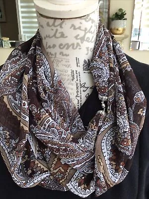 New Moira C Scarflace With Silver Magnetic Fastening Brown/Sand/Grey Paisley • £5