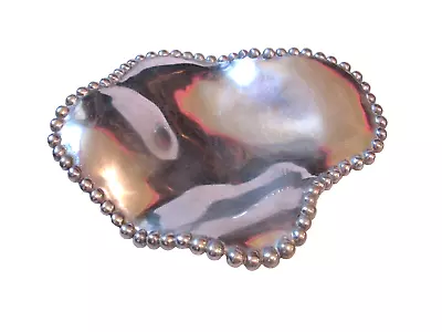 Mariposa Brillante 1997 Mexico Polished Aluminum Wave Beaded Pearl Serving Bowl • $34.95