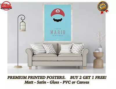 Super Mario Art Deco Large Poster Art Print Gift A0 A1 A2 A3 A4 Maxi • $9.15