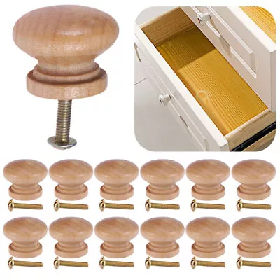 £5.18 • Buy 12Pcs Wooden Knobs With Metal Screws Door Furniture Wardrobe Drawer Pull Handles