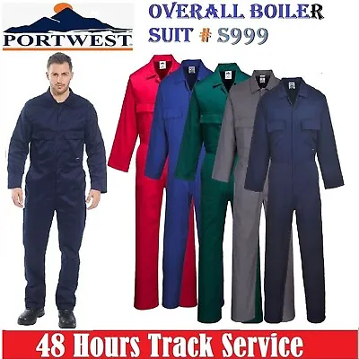 Portwest Euro Overalls/Coverall Mechanics Lightweight Work Wear Boiler Suit S999 • £24.89