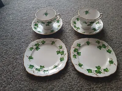 2 X Colclough Ivy Leaf Tea Cup & Saucer Side Plate Trios • £7.50