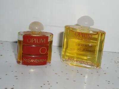 2 VINTage Mini PARFUM Opium Yves Saints Laurent Pure Perfume Miniatures 90% Full • $29.95