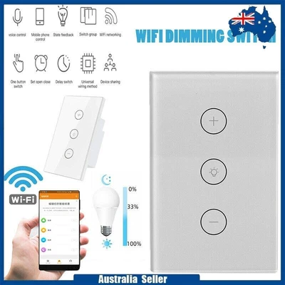 $29.50 • Buy WIFI Smart Dimmer Light Switch Wall Touch Panel For Alexa Google Home NEW