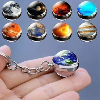 Solar System Planet Galaxy Nebula Keychain Pendant Double Side Glass Ball • $5.84