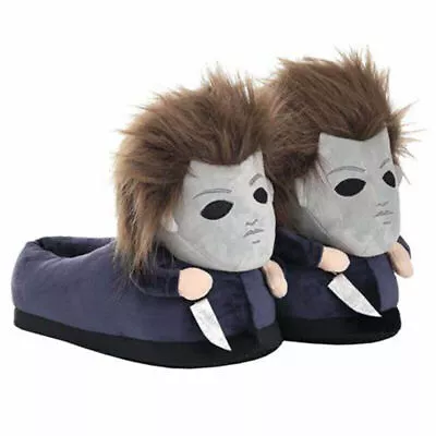 Michael Myers Slippers For Adults Slippers Face Holding Knife Christmas Gift New • £18.79