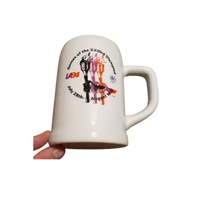 Vintage Los Angeles Olympic Games 1984 Beer Stein Mug White Purple Retro 80s  • $11.90