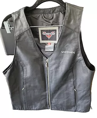 Victory Motorcycle OEM Ladies Women's Leather Victory Vest Sz L • $40