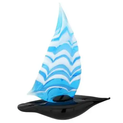 GlassOfVenice Murano Glass Small Sailboat - Aqua Blue • $59.95