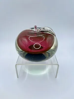 Alfredo Barbini Murano Art Glass Sommerso Apple Peach Paperweight With Label • $36