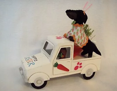 Felt Dachshund Pair Sculpture EasterParade White Truck Table Centerpiece Carrot • $36