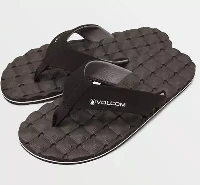 NWT MENS VOLCOM V-CLINER SANDAL $30 11 Black Out Flip Flop Cushy • $21