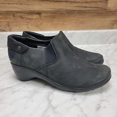 Merrell Shoes Womens 8 Black Leather Slip On Slip Resistant Clogs Mules • $23.20