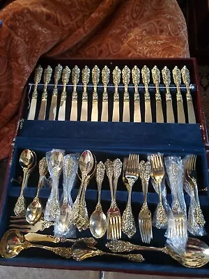 FB Rogers Gold Plated Flatware Set Service For 16 American Chippendale 85 Pieces • $165