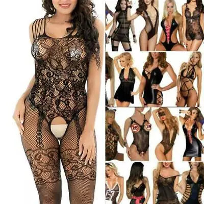 Sexy Lingerie Fishnet Body Stocking Bodysuit Nightwear Dress G-String Plus Size# • £6.11