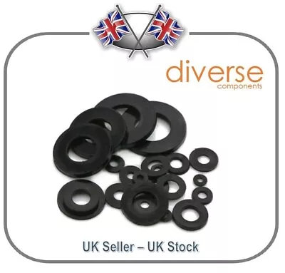 Black Nylon 66 Washers/Plastic Washers Form A M4M5M6.M8M10 & M12 • £0.99