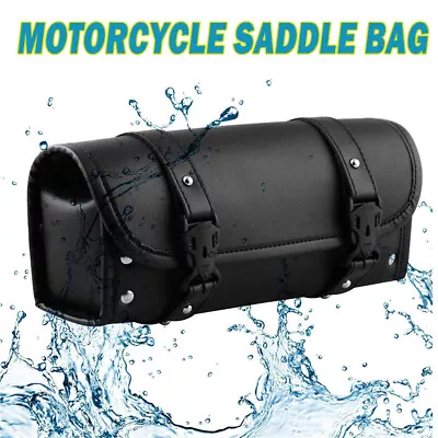 1pc Black Universal Leather Motorcycle Tool Bag Fork Handlebar Roll Barrel Pouch • $20.69