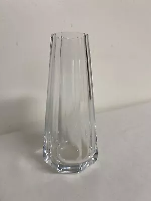 Art Deco MOSER Panel Cut Crystal Clear 6  Teardrop Bud Vase • $149.99