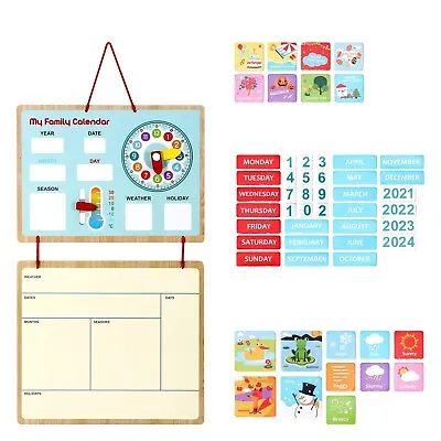 My Family Calendar Magnetic Wooden Weather Board Gift For Kids 3+ And Up • £12.74