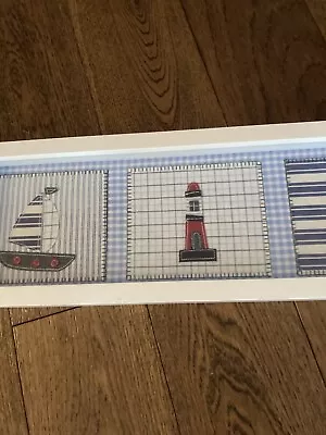 Vintage 2006 Laura Ashley Nautical / Boat Themed Long White & Blue Picture • £25