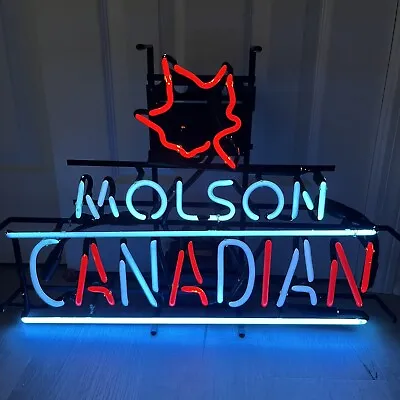 Molson Canadian Beer Bar Neon Sign Mancave Decor Canadian Maple Leaf - TESTED • $249.99