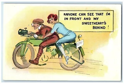 C1930's Couple Romance Riding Motorcycle Unposted Vintage Postcard • $16.22