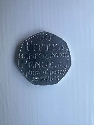 Rare 50p Coin - Fifty Pence Coin Johnson's Dictionary 1755 Saxon Plural Of Penny • £200