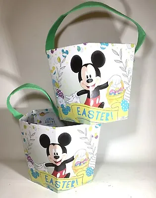 $20.94 • Buy Disney Mickey Mouse Paperboard Easter Basket Bucket With Handle (Lot Of 2)