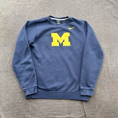 Michigan Wolverines Sweatshirt Men Small Cotton Football Logo Crew Neck Nike. • $20.99