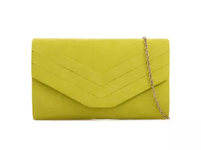 Clutch Bags For Women Suede Wallet Wedding Shoulder Crossbody Evening HandBag • £12.99