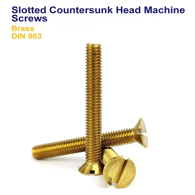 M5 X 12mm SLOTTED COUNTERSUNK MACHINE SCREWS BRASS MS DIN 963 • £2.59