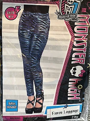 BRAND NEW Monster High BLACK & BLUE Fierce Leggings Child M/L Med / Large • $9.99