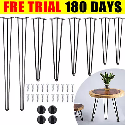 4x Hairpin Legs Hair Pin Legs Set For Furniture Bench Desk Table Metal Steel DIY • £15.40