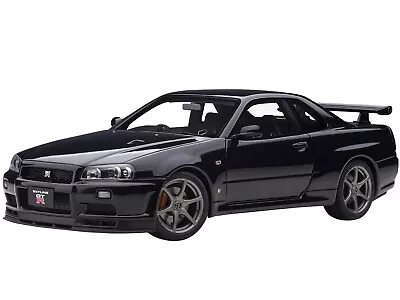 Nissan Skyline Gt-r (r34) V-spec Ii Rhd Black Pearl 1/18 Model Car Autoart 77407 • $209.99