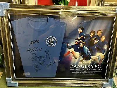 £450 • Buy Rangers Framed 1972 European Cup Winners Signed Shirt With LED Lights - COA