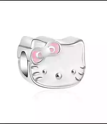 Hello Kitty Pink Bow S925 Sterling Silver European Bracelet Charm Bead & Pouch! • $22