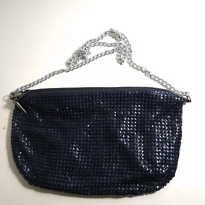 Vintage Blue Metal Mesh Purse Bag Handbag • $12.99