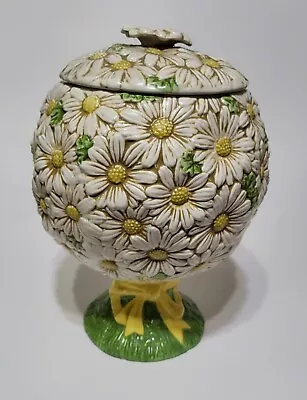 Vintage Poppytrail Metlox Vernon Sculptured DAISY Cookie Jar & Lid Topiary • $40