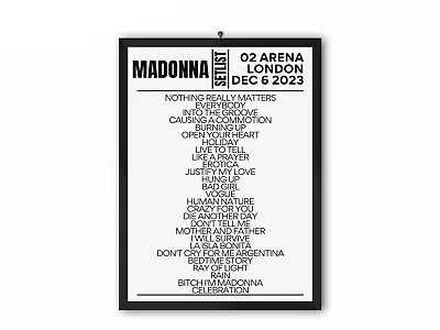 Madonna Setlist London December 6 2023 • £43.34